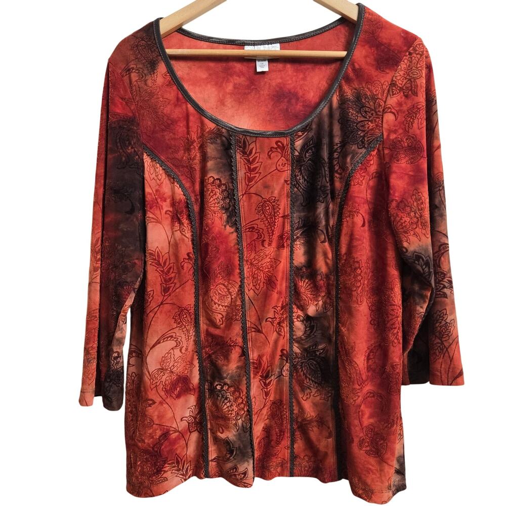 Dressbarn Vintage 90s Y2K Whimsigoth Fairy Grunge Velvet Burnout Corset Top 1X